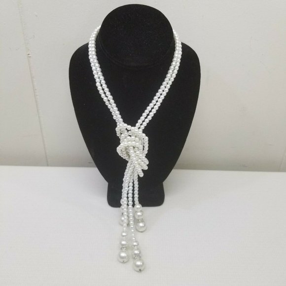 Amrita Singh Jewelry - Amrita Singh 2 Strand Faux Pearl Lariat Tie Knot